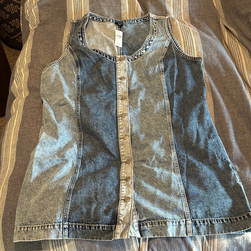 GAP Two Toned Denim Button-Up Dress